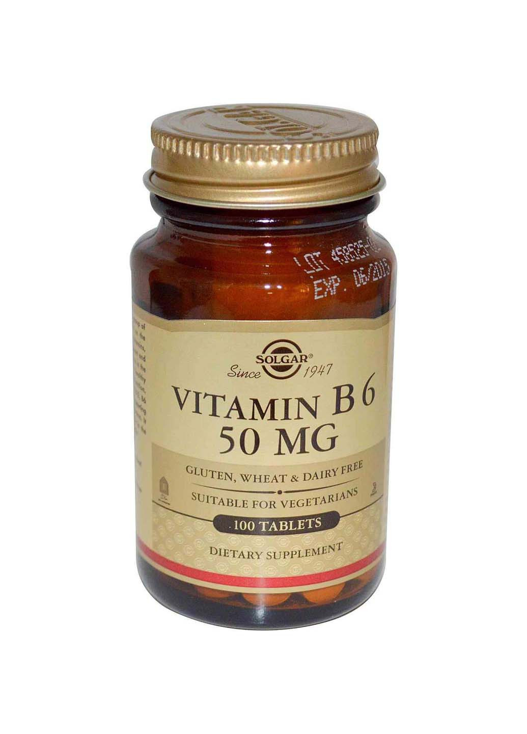 Вітамін В6 50 мг 100 таблеток Solgar (256932415)