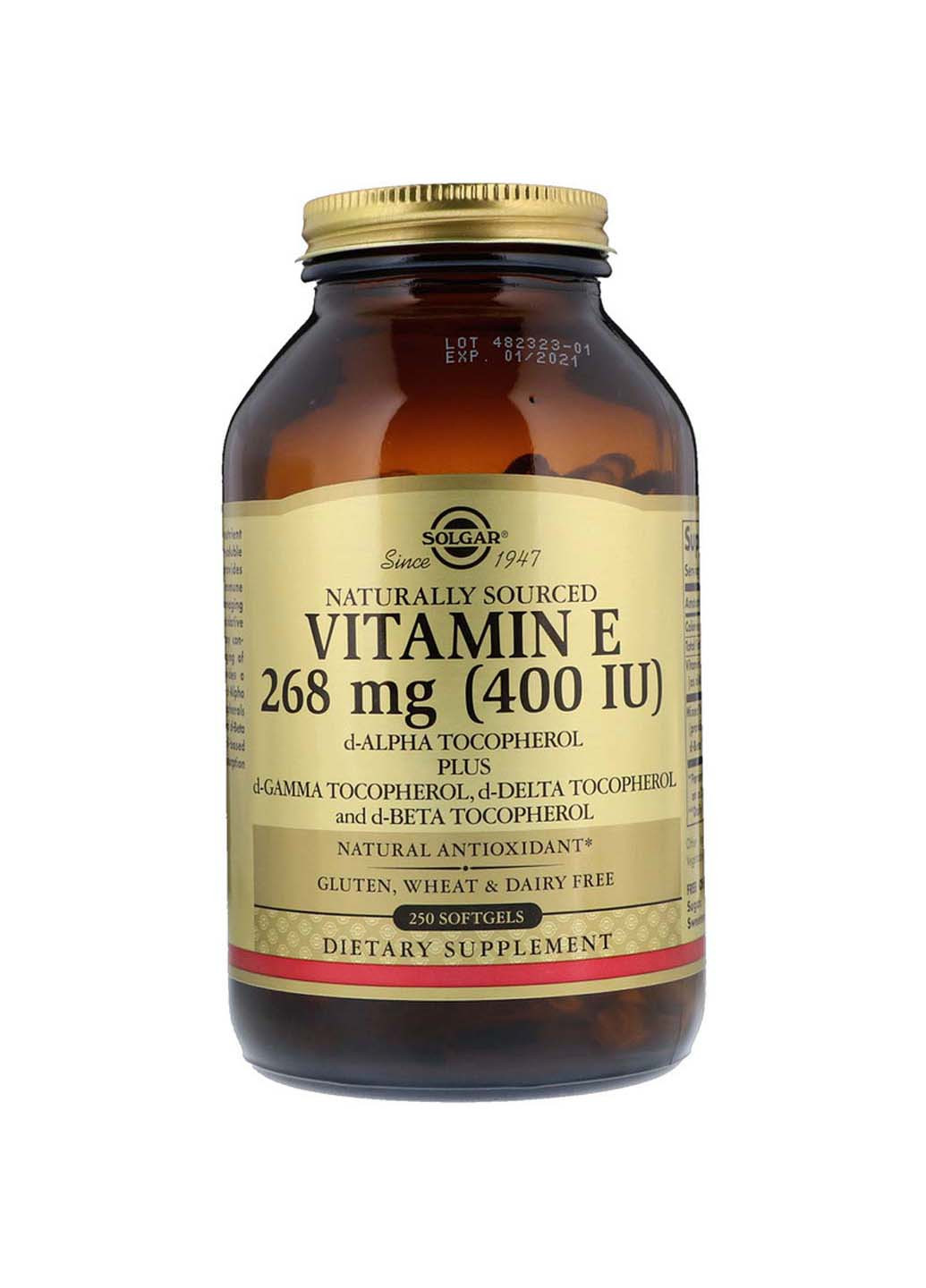 Витамин Е Vitamin E натуральный 268 мг Solgar (256932187)