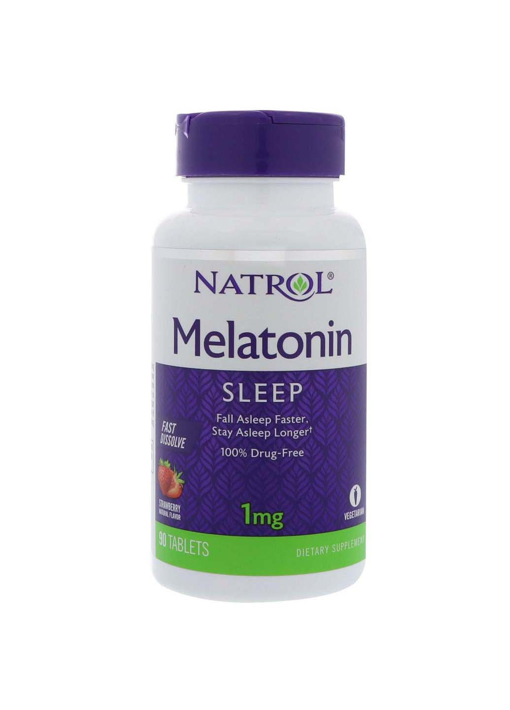 Мелатонін швидкого вивільнення смак полуниці Melatonin 1 мг 90 таблеток Natrol (256930875)