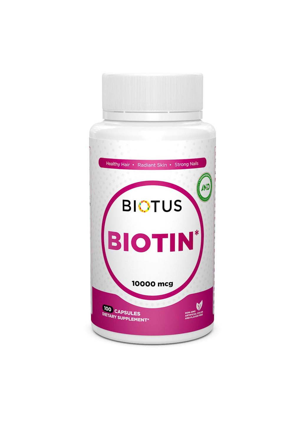 Біотин Biotin 10000 мкг 100 капсул Biotus (256932093)