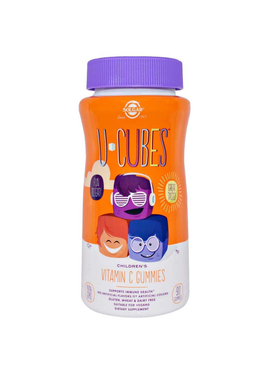 Вітамін С жувальний Children s Vitamin C U-Cubes апельсин/полуниця для дітей 90 жувальних цукерок Solgar (256931079)