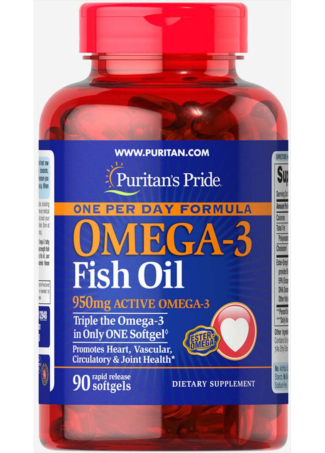 Риб'ячий жир Омега-3 1360 мг 90 капсул Puritans Pride (256931058)