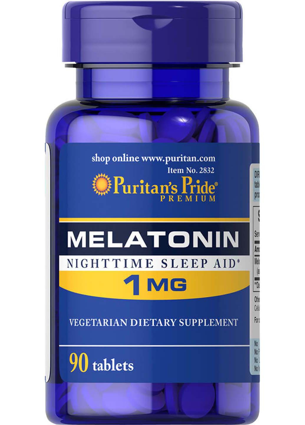 Мелатонин 1 мг 90 таблеток Puritans Pride (256931945)