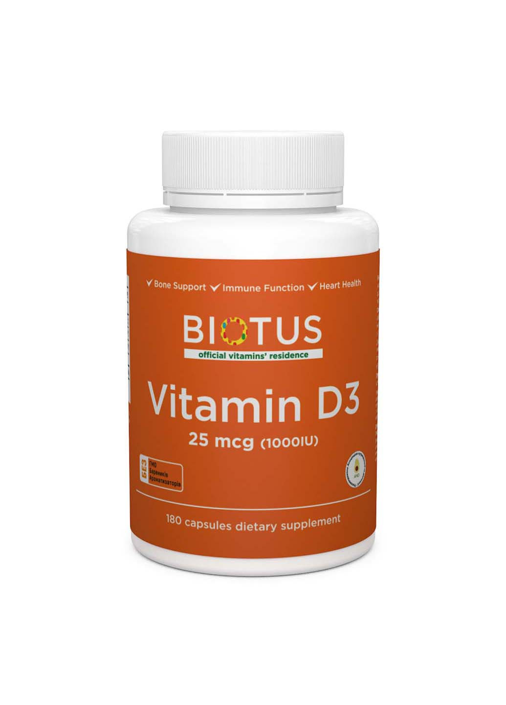 Вітамін Д3 Vitamin D3 1000 МО 180 капсул Biotus (256932100)