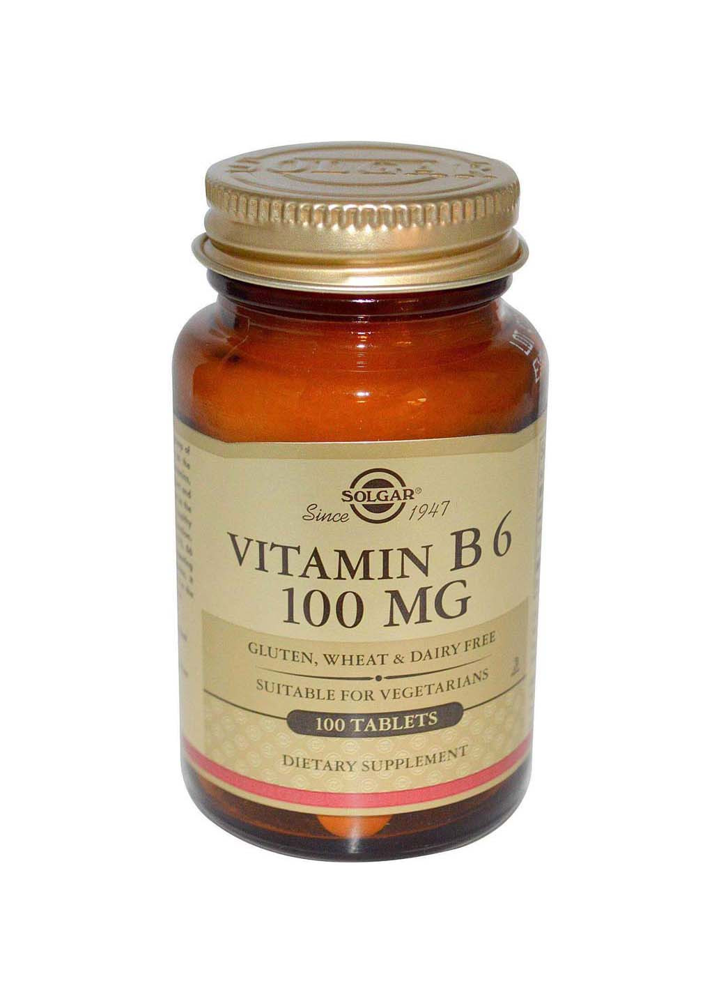 Вітамін В6 100 мг 100 таблеток Solgar (256932185)