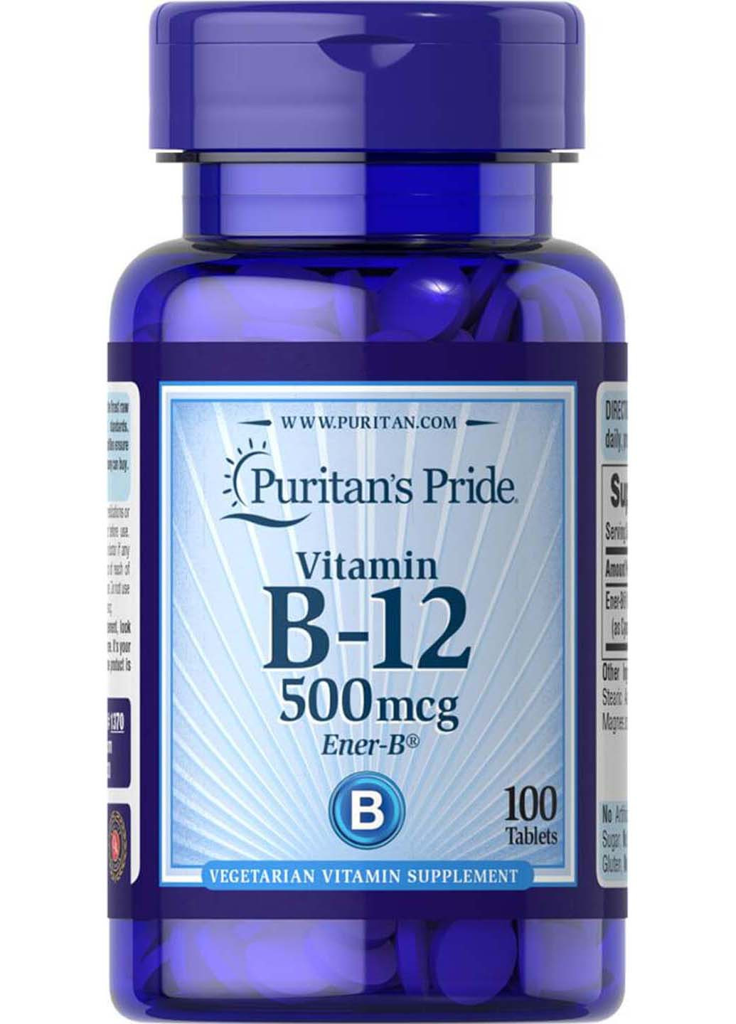 Вітамін В-12 500 мкг 100 таблеток Puritans Pride (256931004)