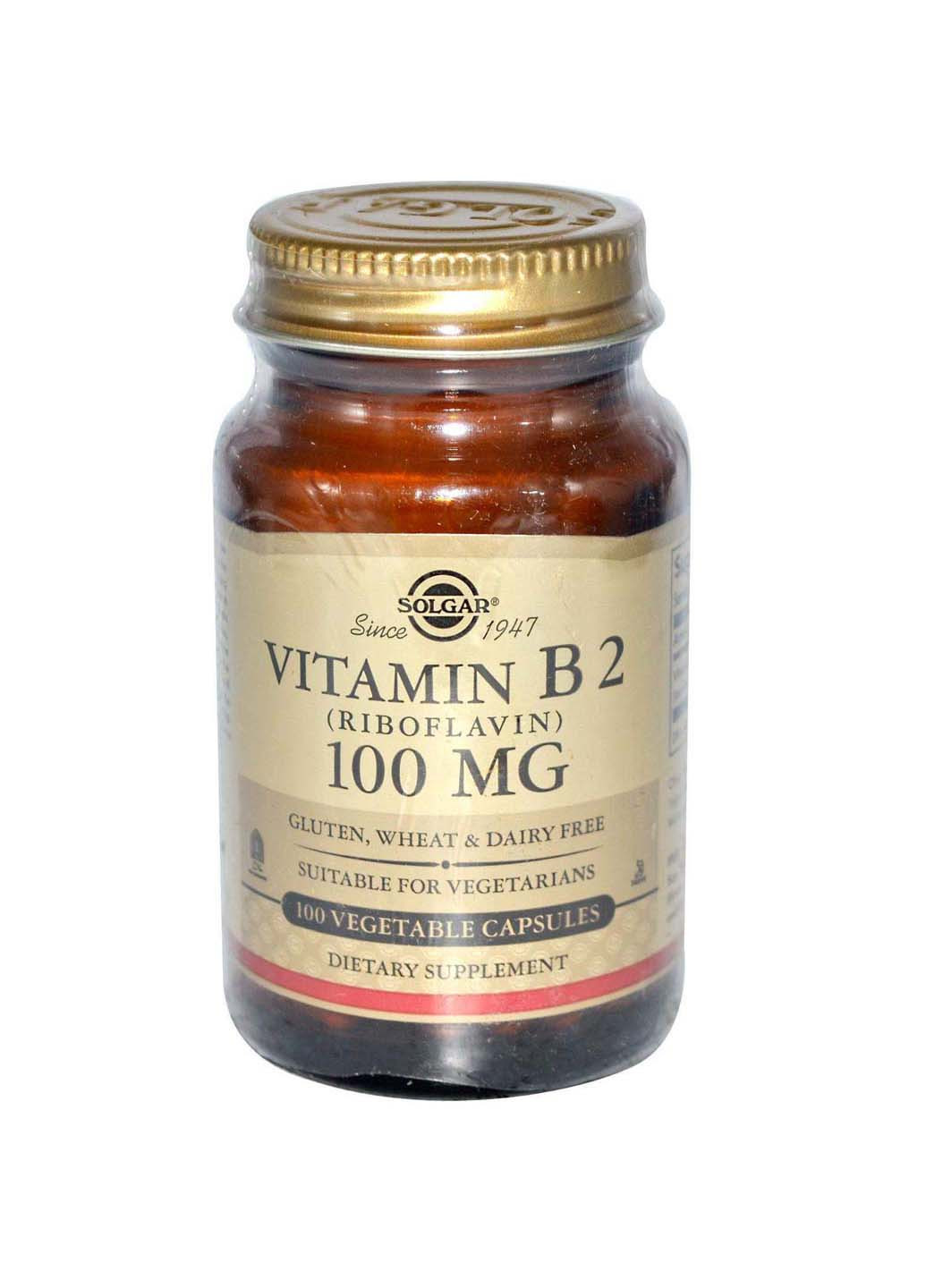 Рибофлавин витамин В2 100 мг 100 вегетарианских капсул Solgar (256931082)