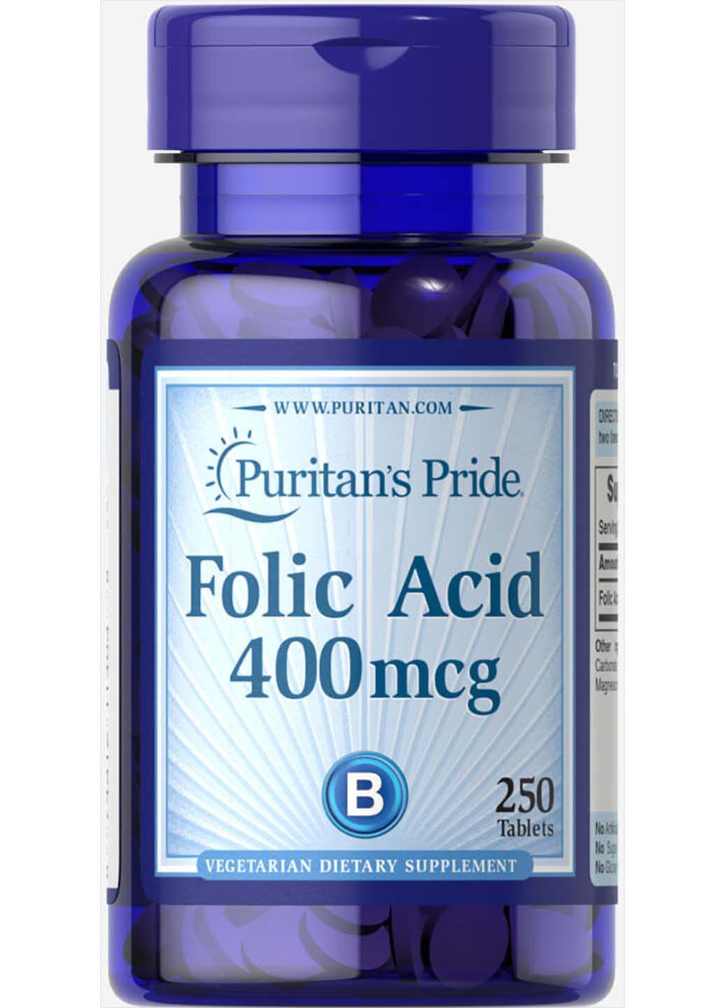 Фолиевая кислота 400 мкг 250 таблеток Puritans Pride (256931012)