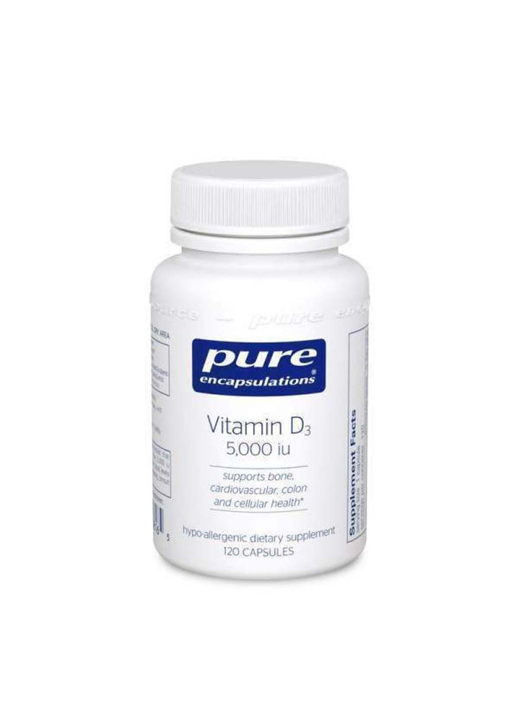 Витамин D3 5000 МЕ 60 капсул Pure Encapsulations (256931095)