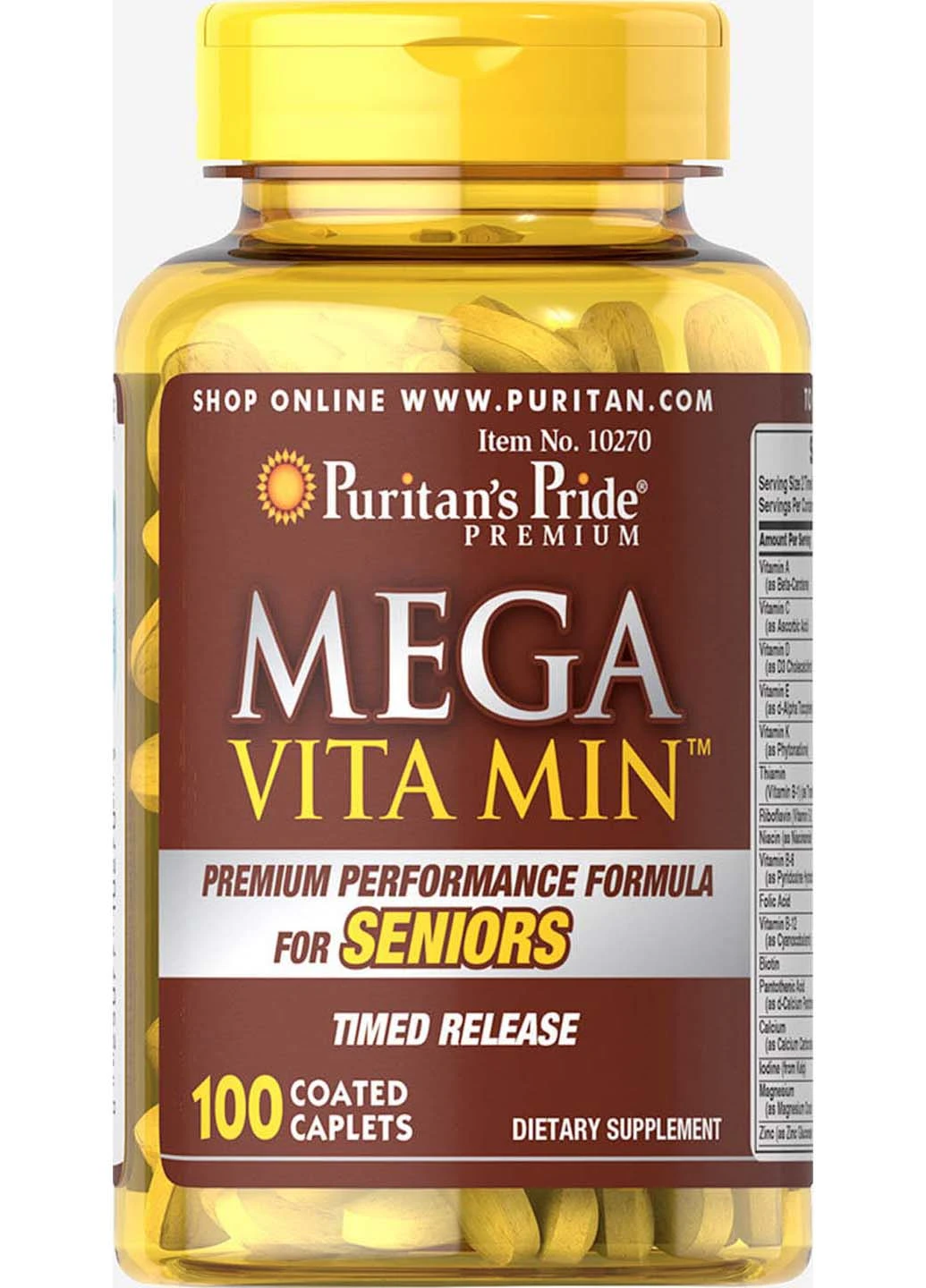 Мультивітаміни для людей похилого віку Multivitamins for Seniors Timed 100 капсул Puritans Pride (256931972)