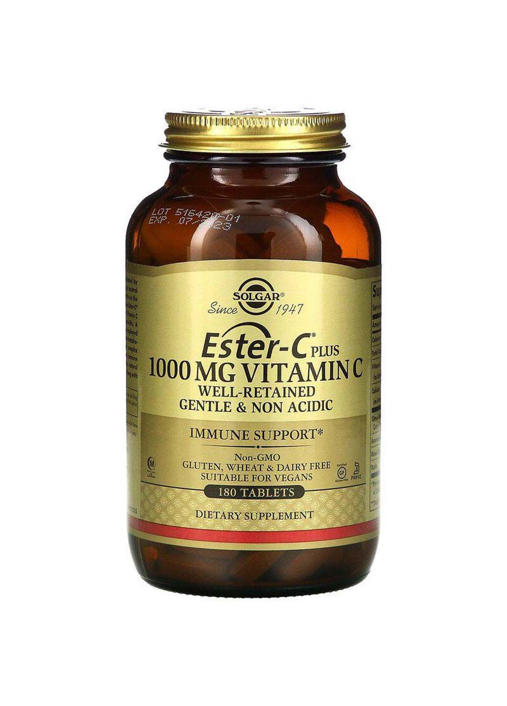 Естер-С плюс Ester-C Plus вітамін C 1000 мг 180 таблеток Solgar (256932021)