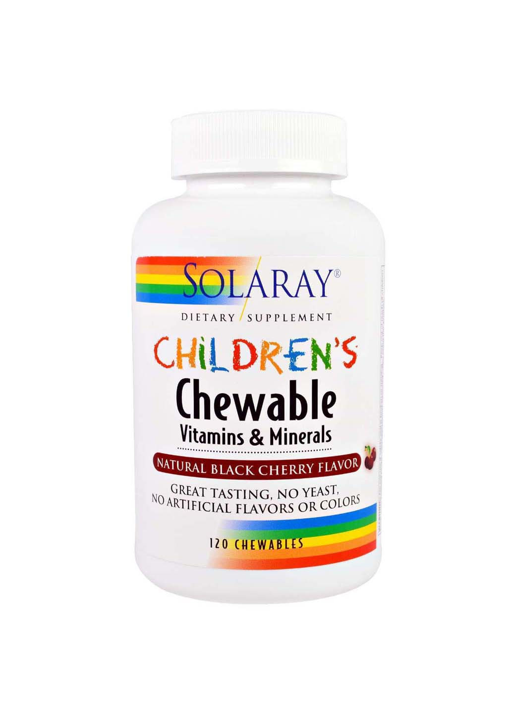 Мультивітаміни для дітей Childrens Vitamins and Minerals смак вишні 120 таблеток Solaray (256930930)