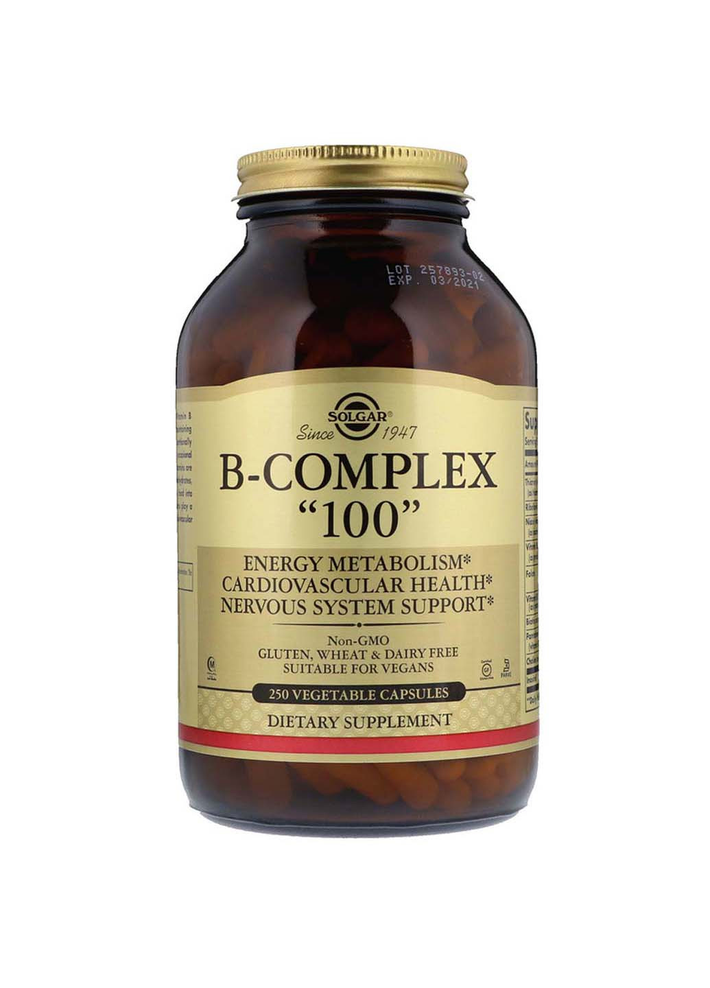 Вітаміни В-100 комплекс B-Complex 100250 вегетаріанських капсул Solgar (256932176)