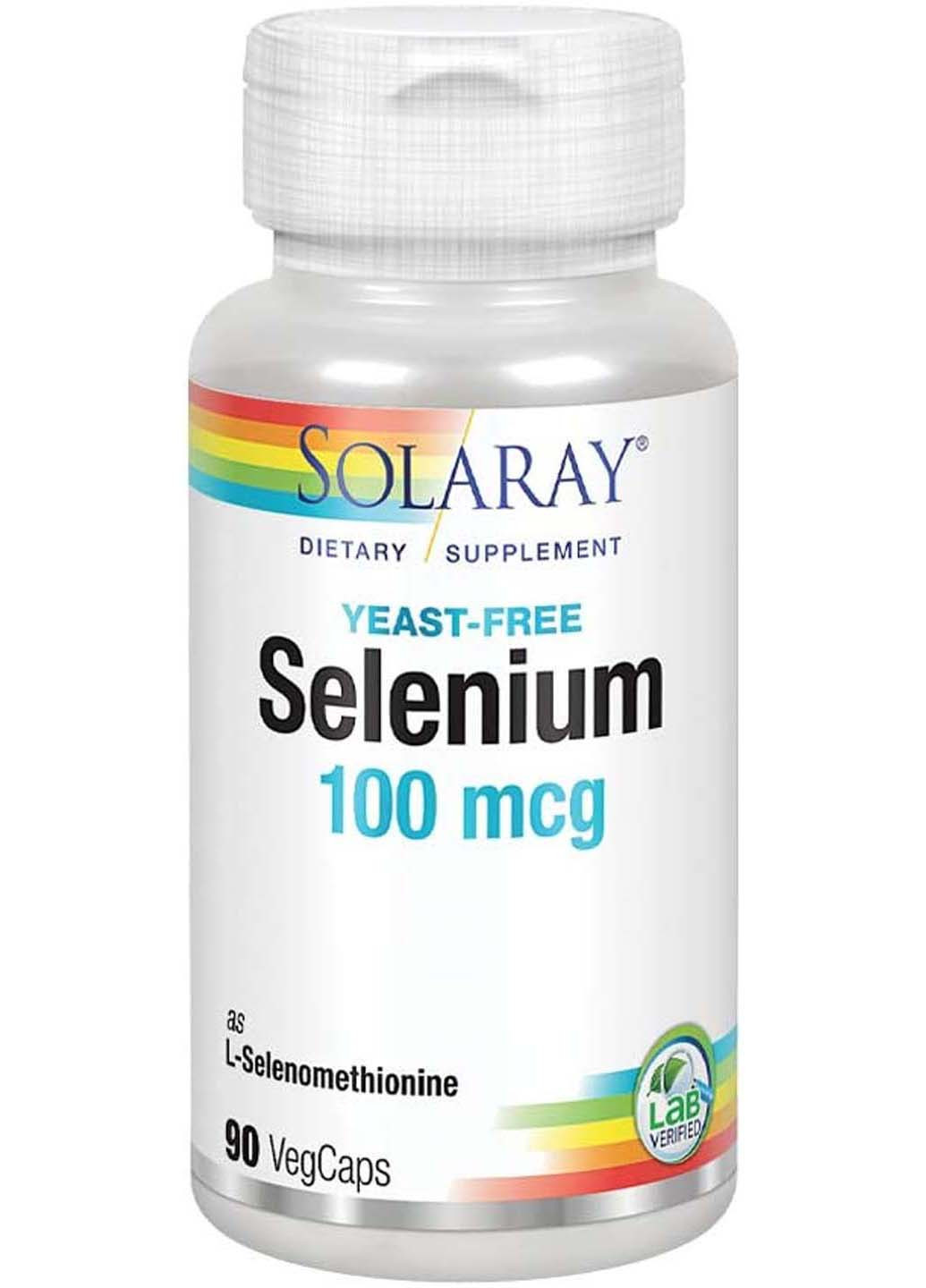 Селен без дріжджів Selenium 100 мкг 90 вегетаріанських капсул Solaray (256931859)