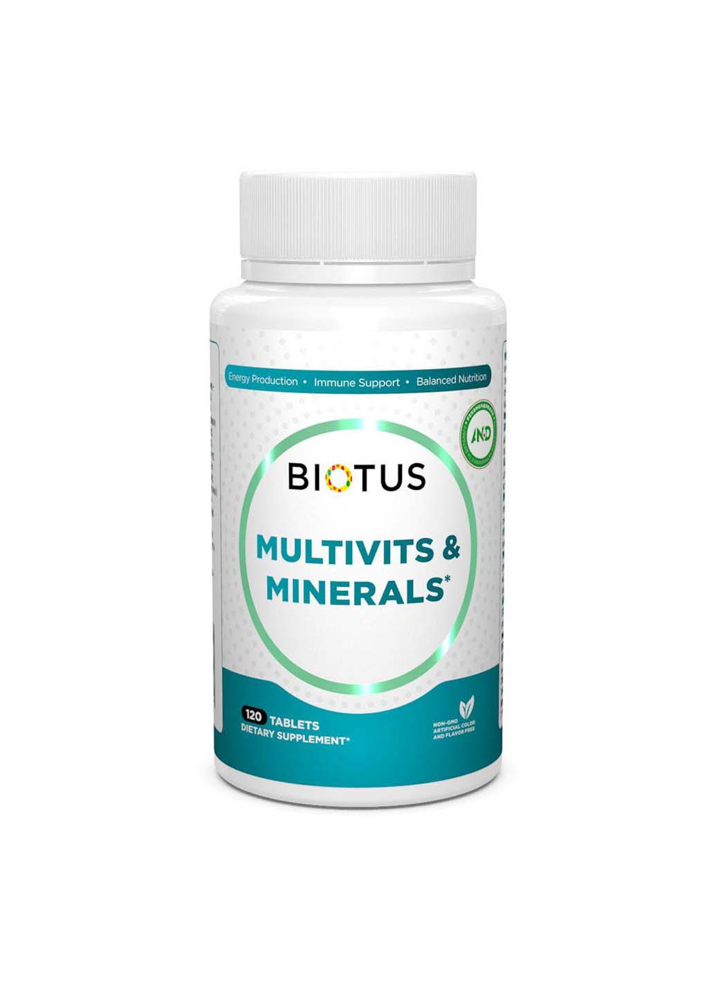 Мультивитамины и минералы Multivits & Minerals 120 таблеток Biotus (256931180)