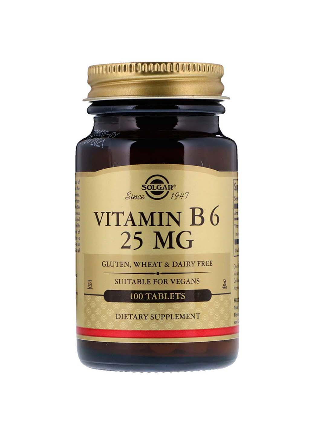 Витамин В6 25 мг 100 таблеток Solgar (256931264)