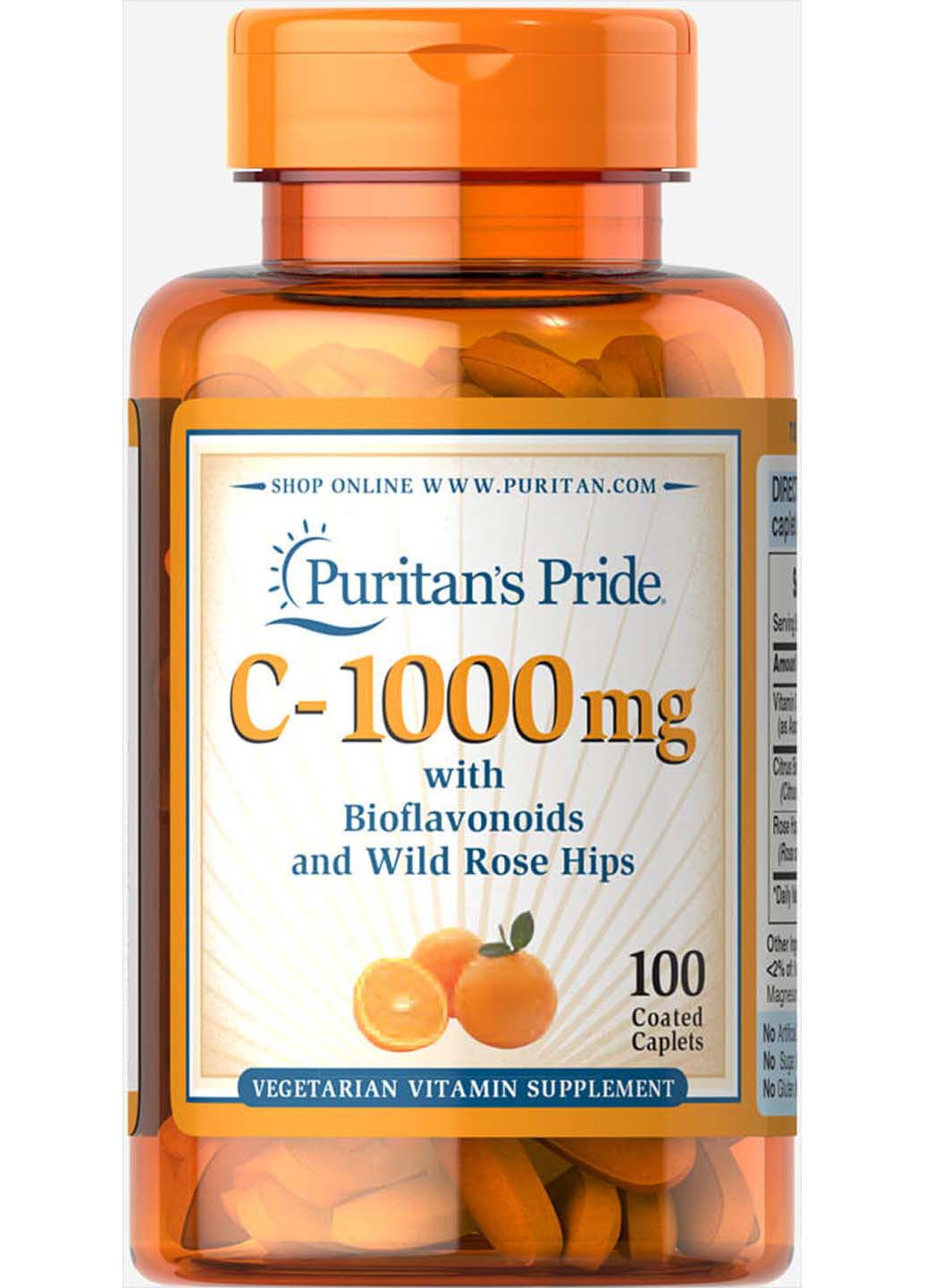 Вітамін С з біофлавоноїдами 1000 мг 100 капсул Шипшина Puritans Pride (256931034)
