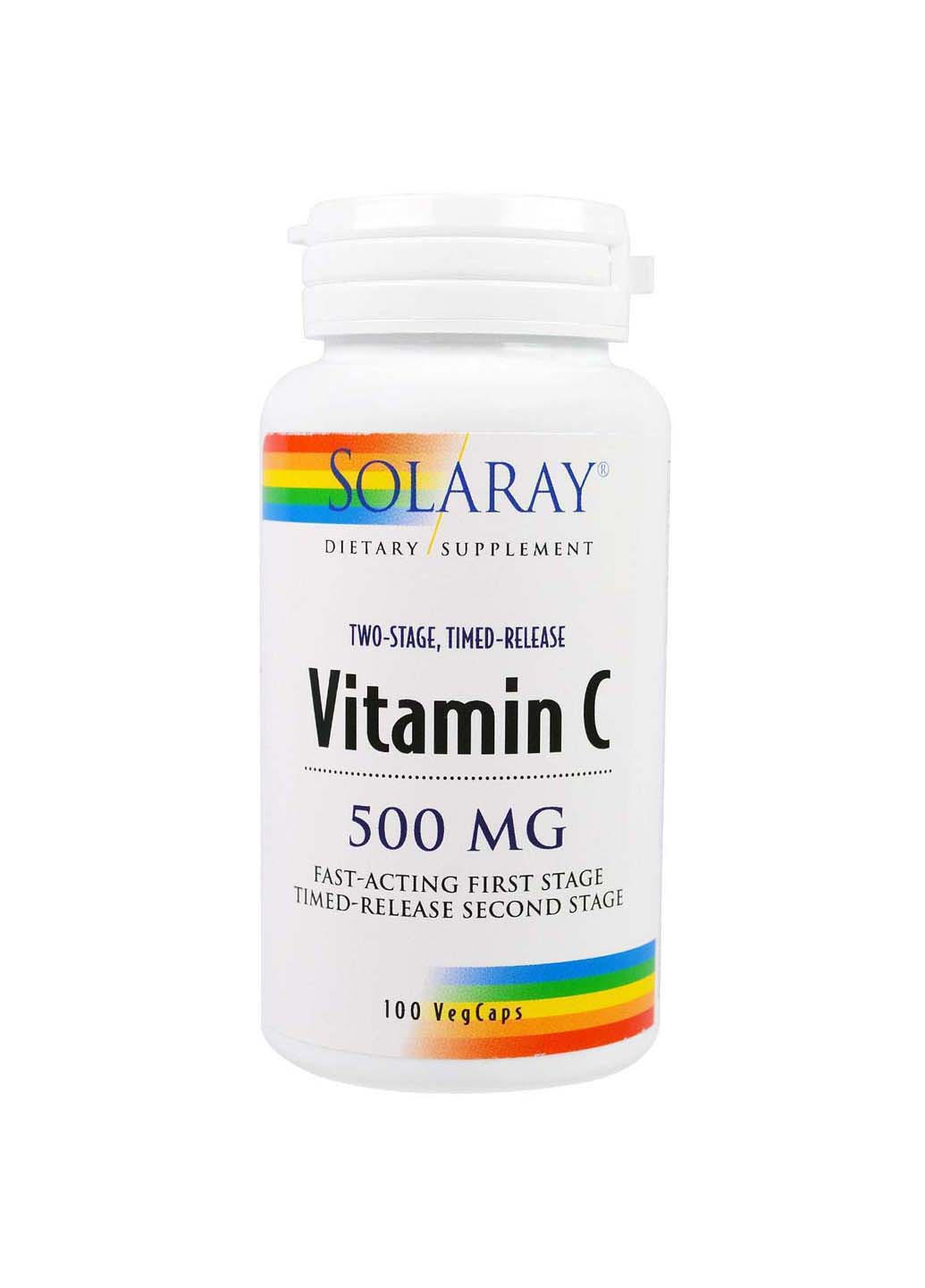 Вітамін С Vitamin C двофазне вивільнення 500 мг 100 капсул Solaray (256931840)