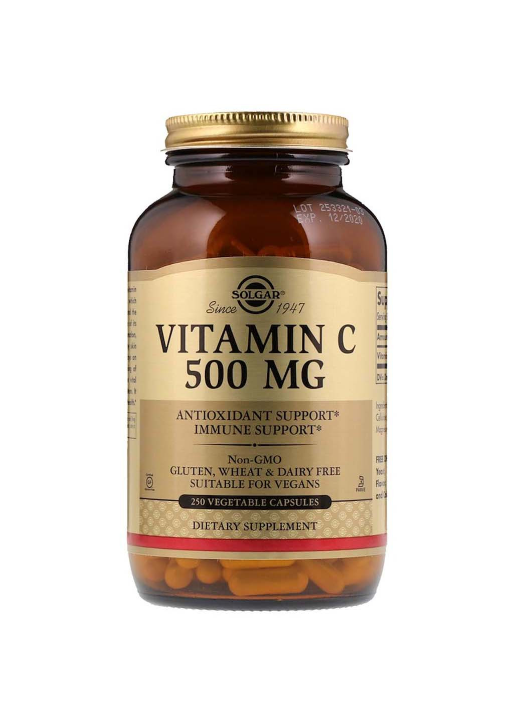 Вітамін С 500 мг 250 капсул Solgar (256931282)