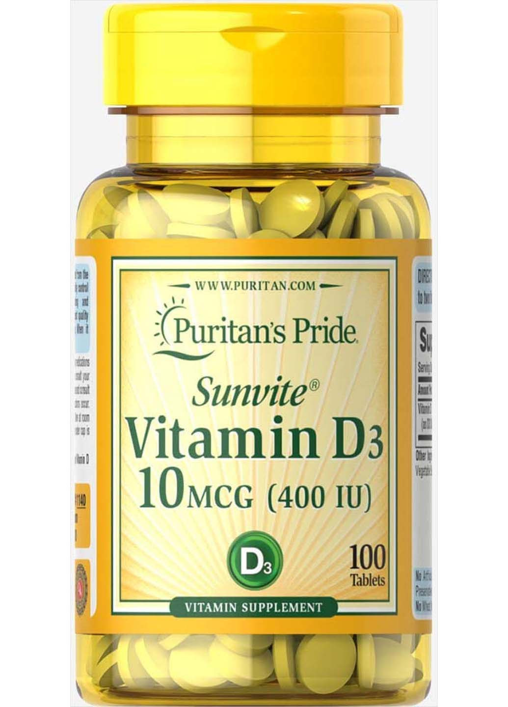 Вітамін Д3 400 МО 100 таблеток Puritans Pride (256931990)