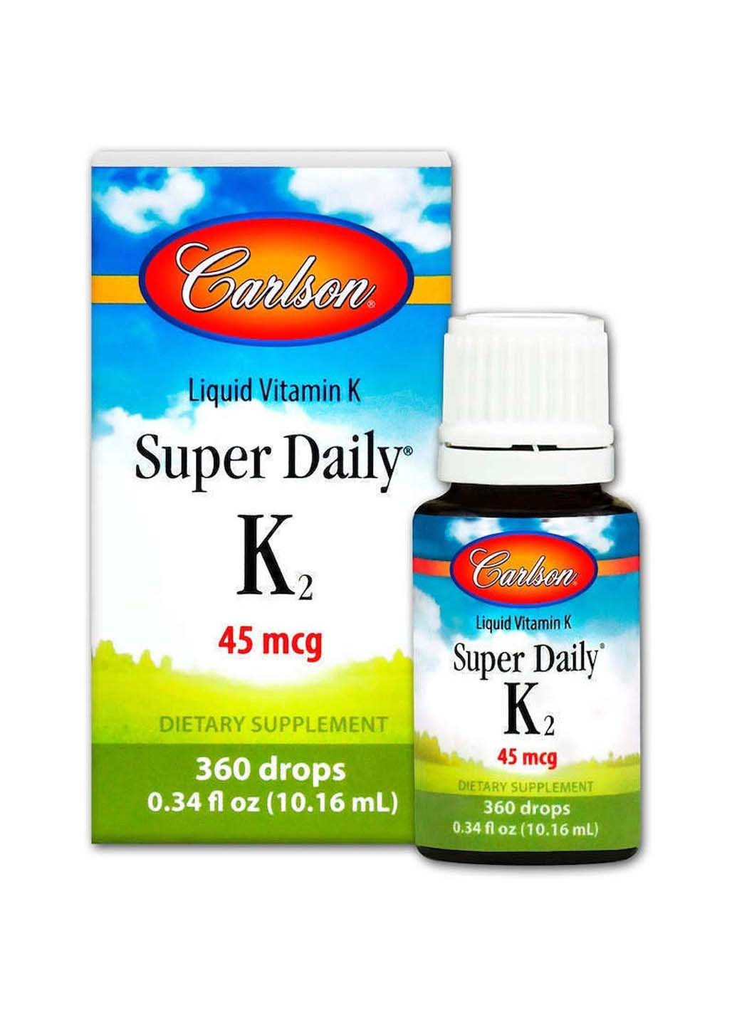 Вітамін К-2 менахінон Super Daily K2 рідина 45 мкг 10,16 мл Carlson Labs (256931817)