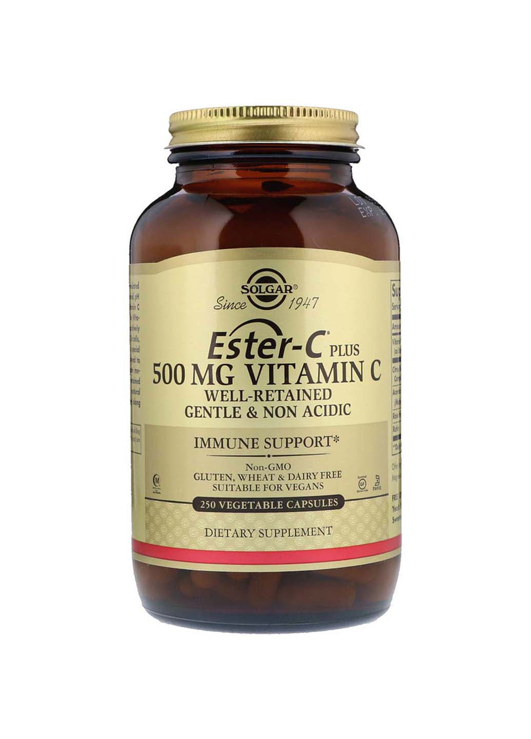 Вітамін Ester-C Plus 500 мг 250 рослинних капсул Solgar (256931248)