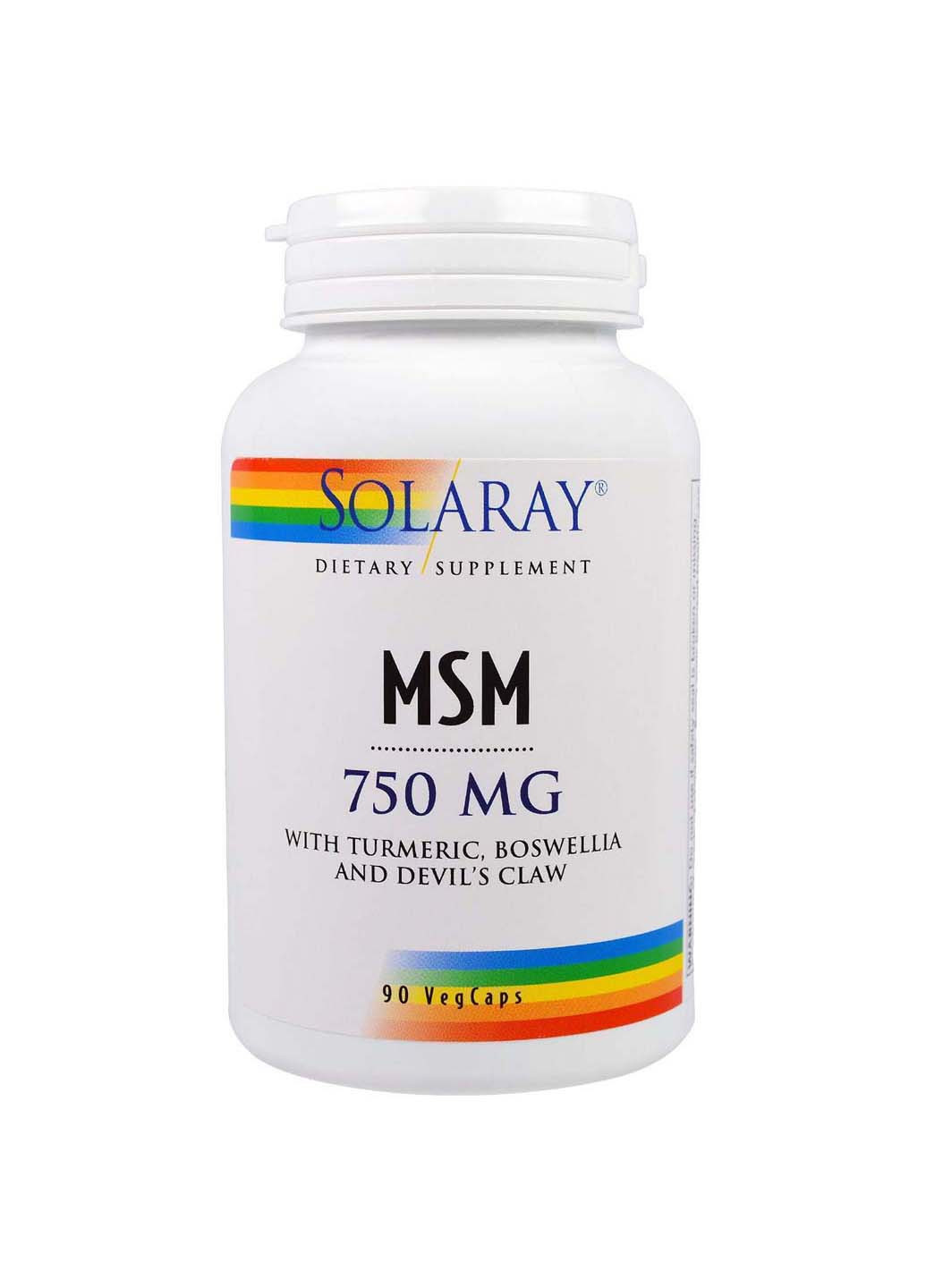 Метилсульфонилметан МСМ MSM 750 мг 90 капсул Solaray (256930926)