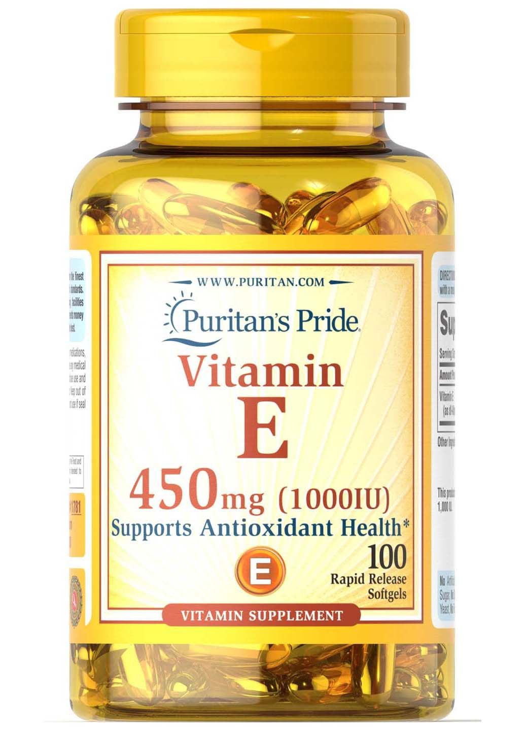 Витамин Е 1000 МЕ 100 капсул Puritans Pride (256931970)