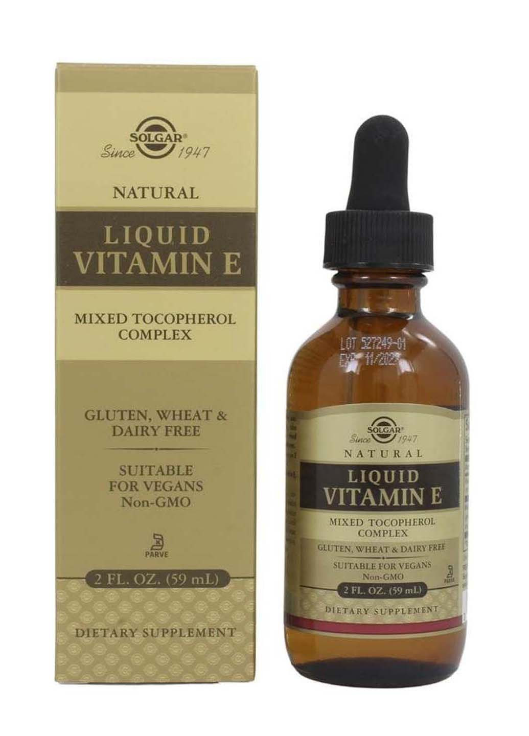 Вітамін Е натуральний Liquid Vitamin E 59 мл Solgar (256932172)