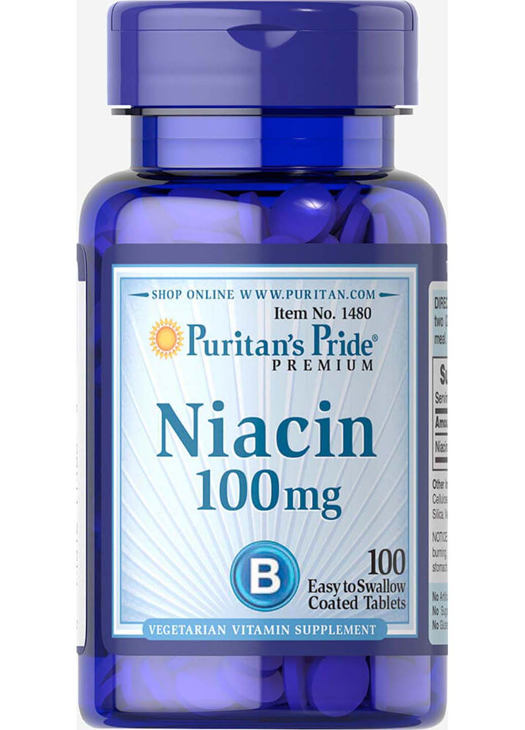 Ниацин Niacin 100 мг 100 таблеток Puritans Pride (256931057)