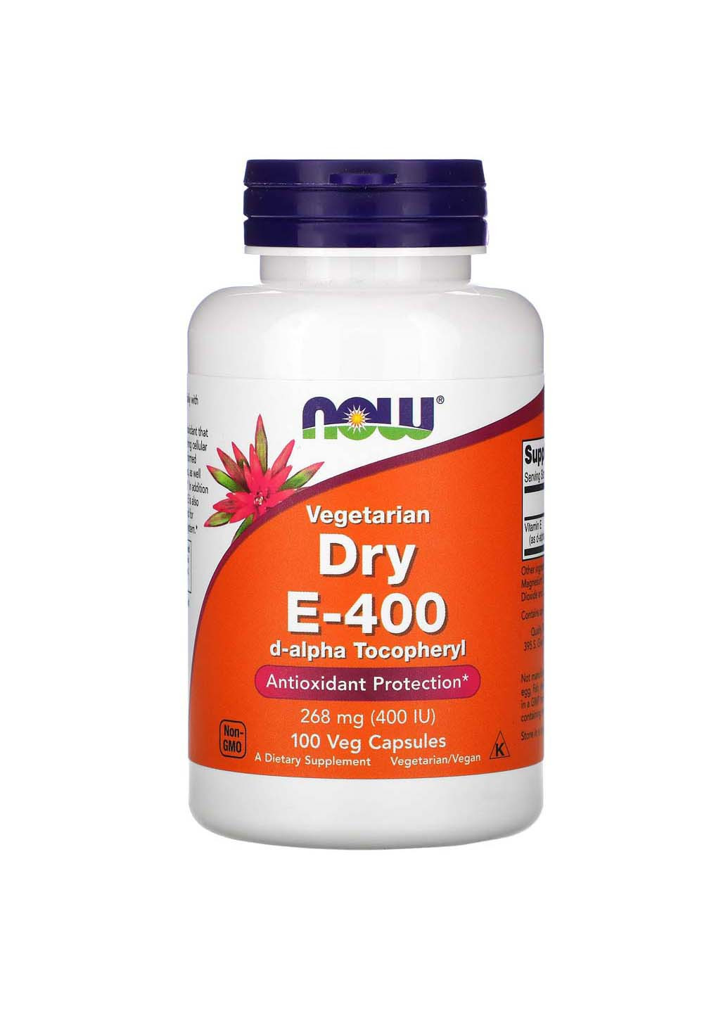 Витамин Е сухой Vegetarian Dry E-400 268 мг Now Foods (256931338)