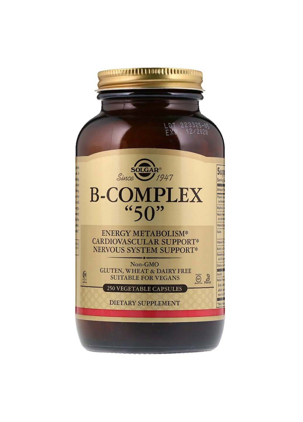 Комплекс витаминов группы В-50 B-Complex 50 250 капсул Solgar (256931499)