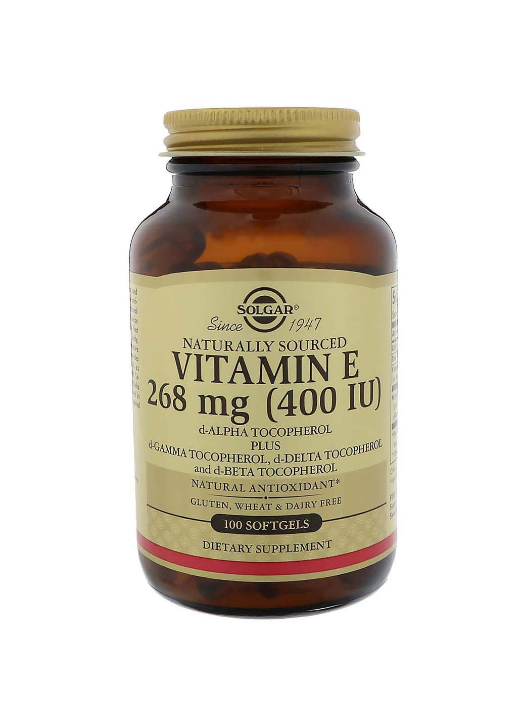 Вітамін Е натуральний 268 мг Solgar (256931220)