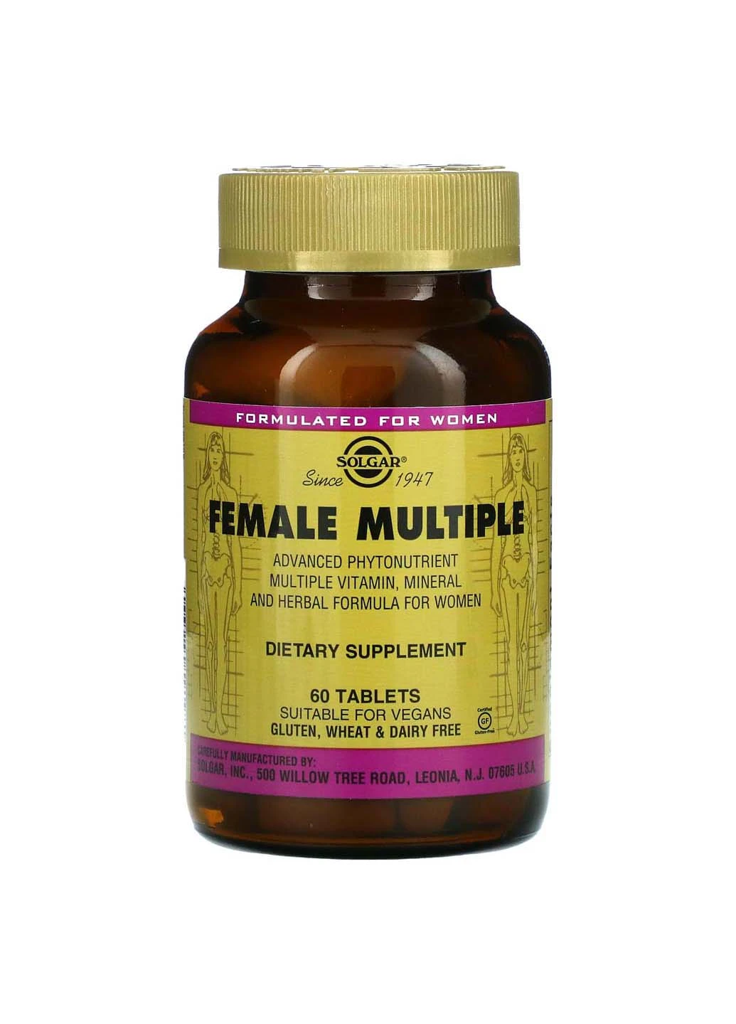 Мультивитамины минералы и травы для женщин Female Multiple 60 таблеток Solgar (256931267)