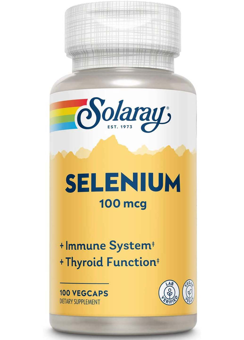 Селен Selenium органически связанный 100 мкг 100 вегетарианских капсул Solaray (256931879)