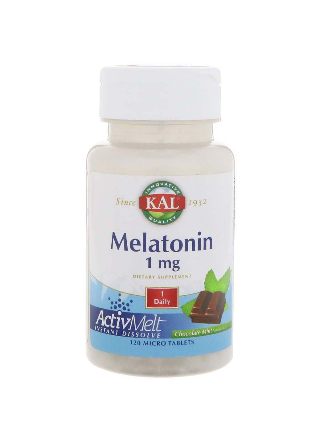 Мелатонін Melatonin смак шоколаду та м'яти 1 мг 120 таблеток KAL (256931899)