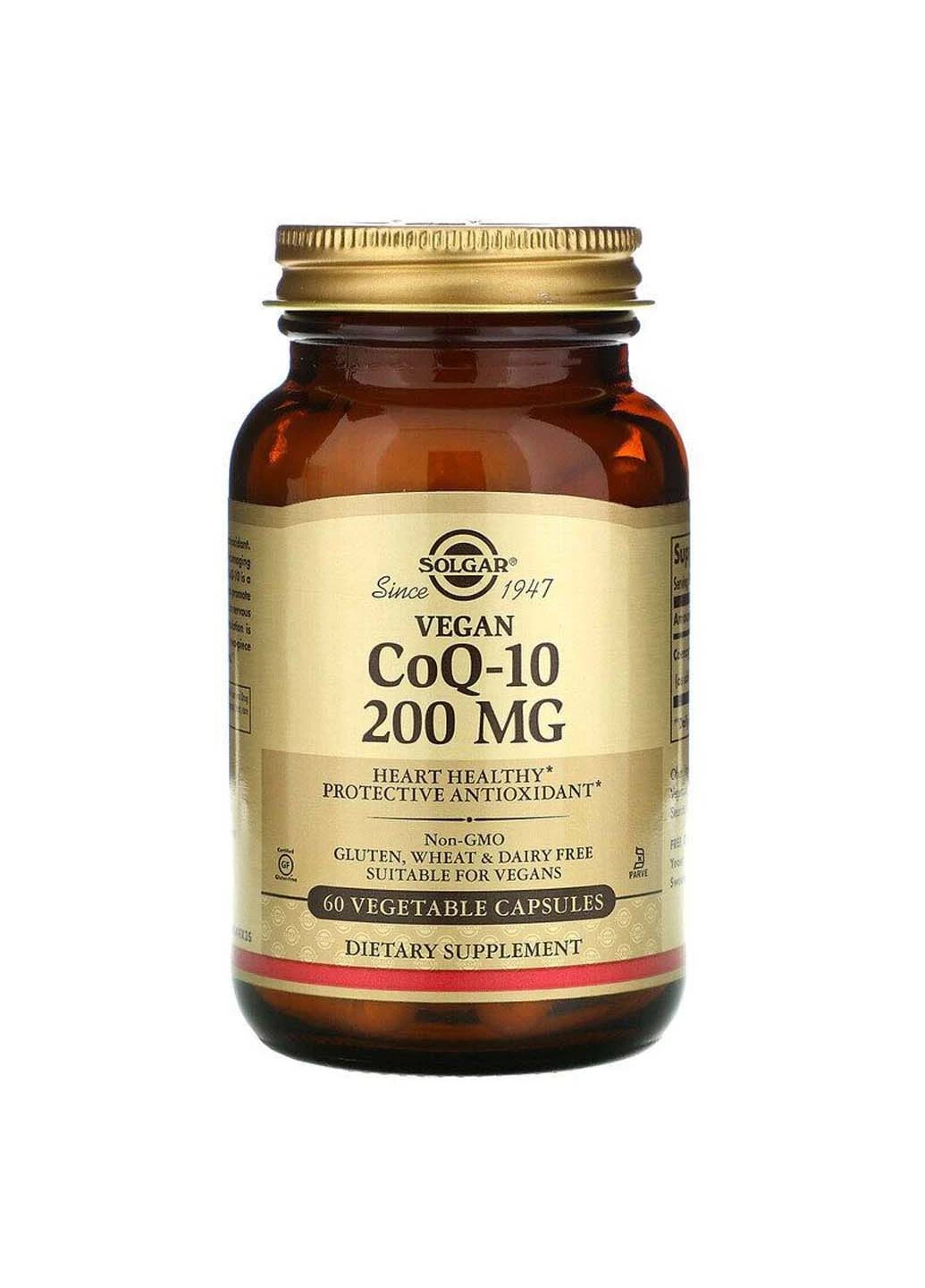 Коензим Q10 Vegan CoQ-10 200 мг 60 вегетаріанських капсул Solgar (256931216)