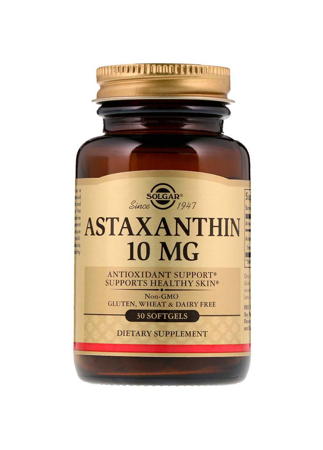 Астаксантин 10 мг 30 гелевых капсул Solgar (256931227)