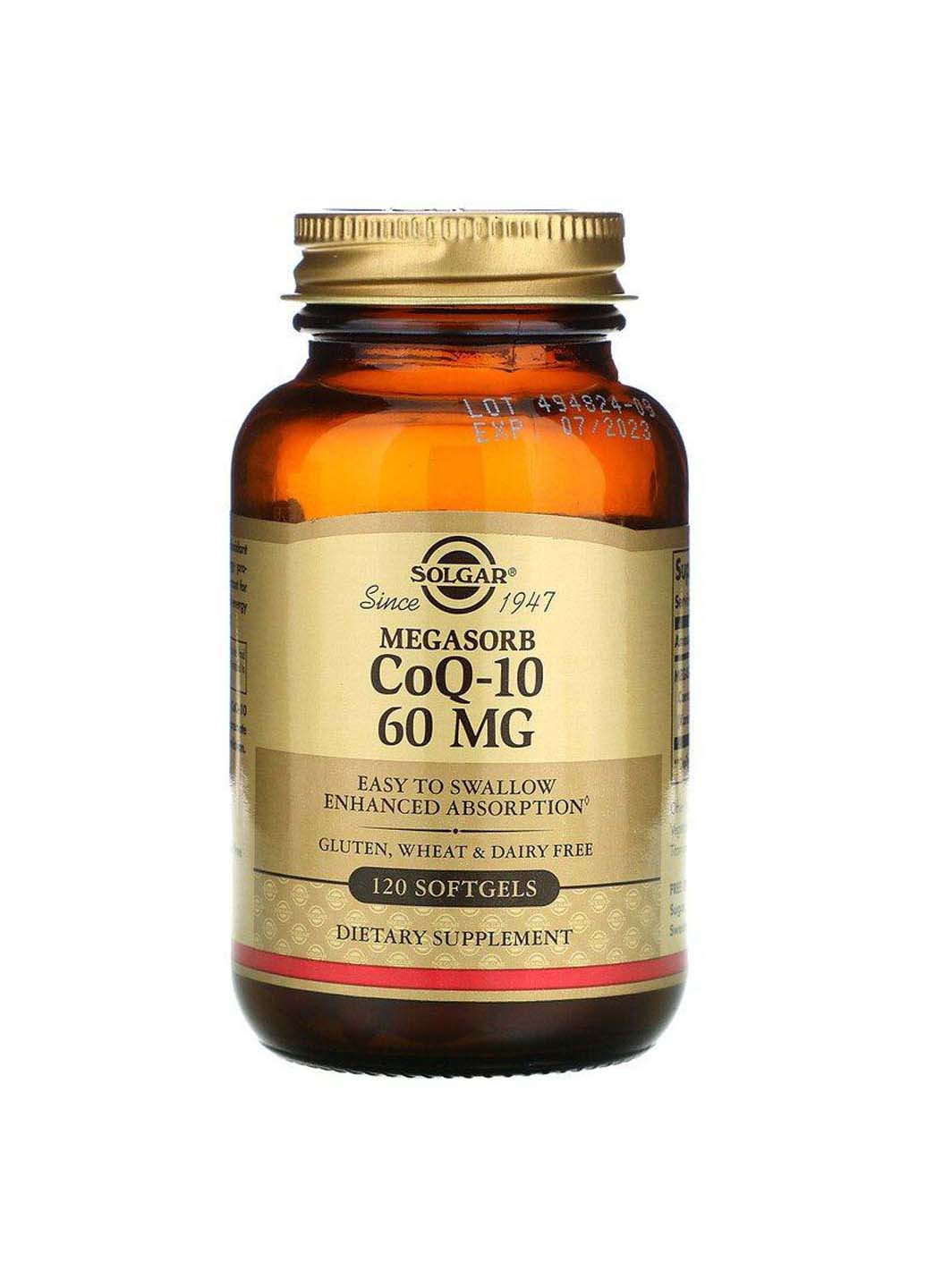 Коэнзим Q-10 Megasorb CoQ-10 60 мг 120 гелевых капсул Solgar (256932158)