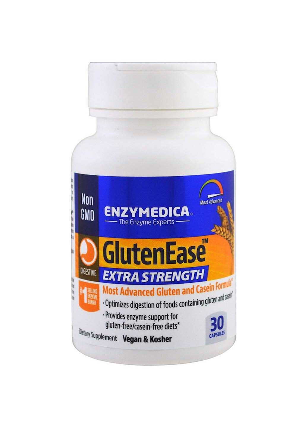 Ферменти для перетравлення глютену та казеїну GlutenEase для веганів 30 капсул Enzymedica (256930996)