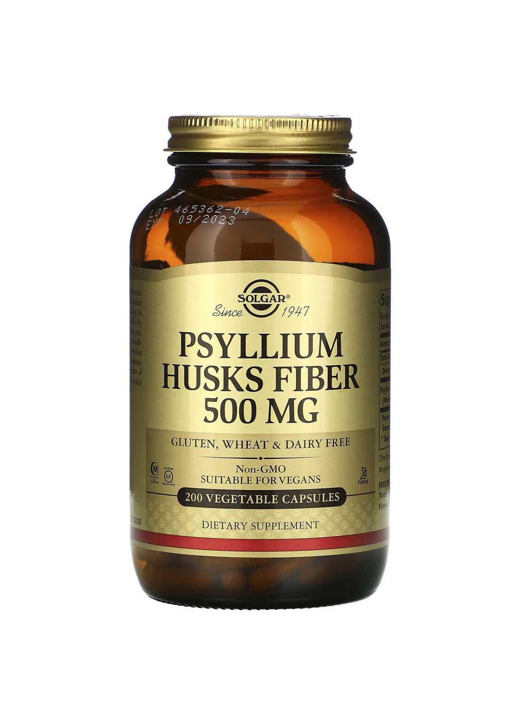 Подорожник Psyllium Husks Fiber клетчатка шелухи 500 мг 200 вегетарианских капсул Solgar (256931278)