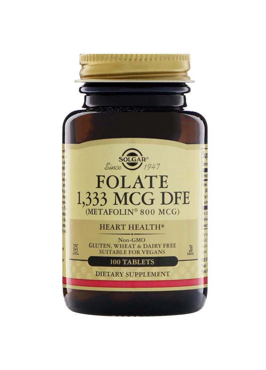 Фолієва кислота Folate фолат 1333 мкг DFE Solgar (256932198)