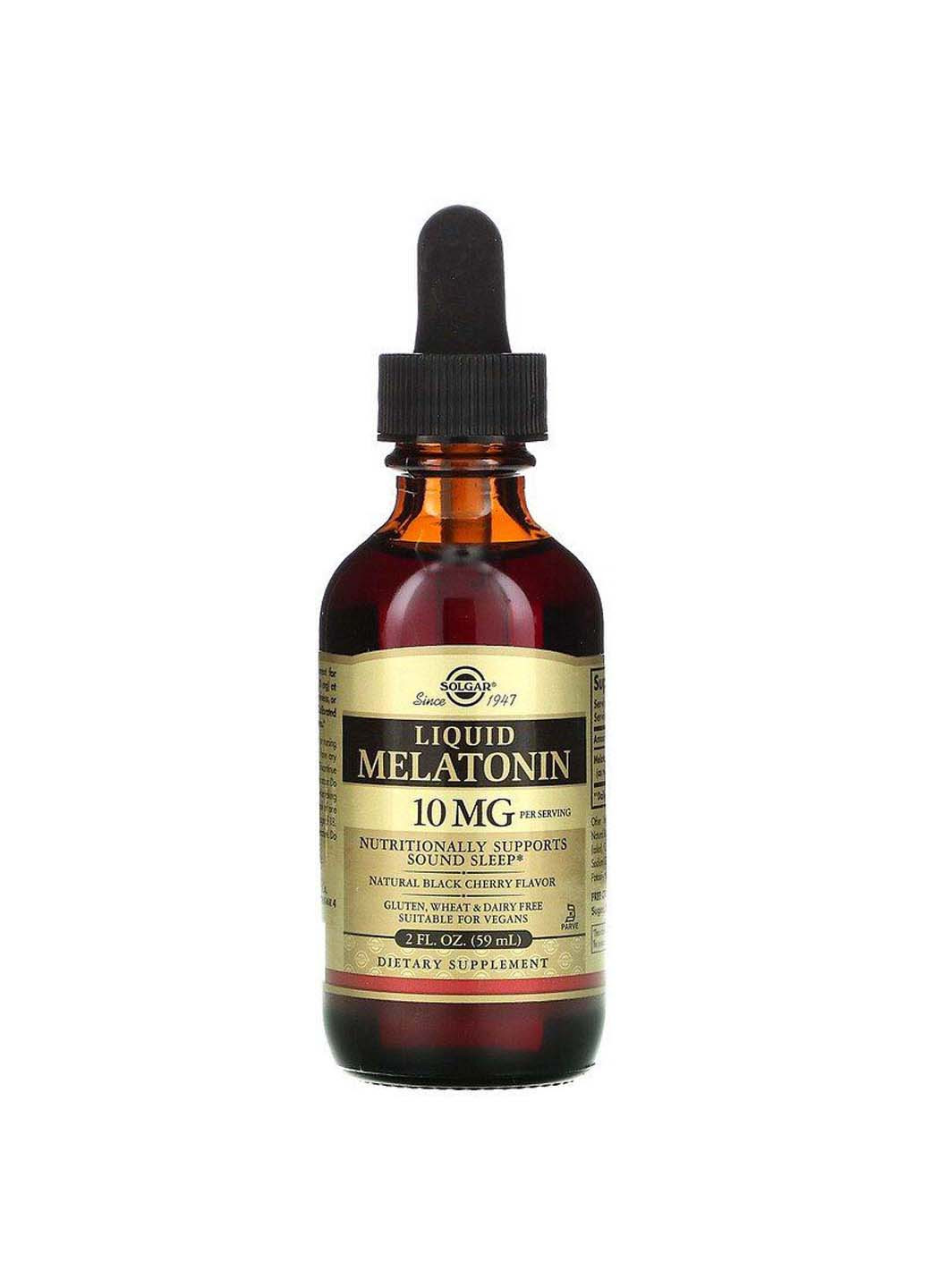 Мелатонін рідкий смак чорної вишні 10 мг 59 мл Solgar (256932208)