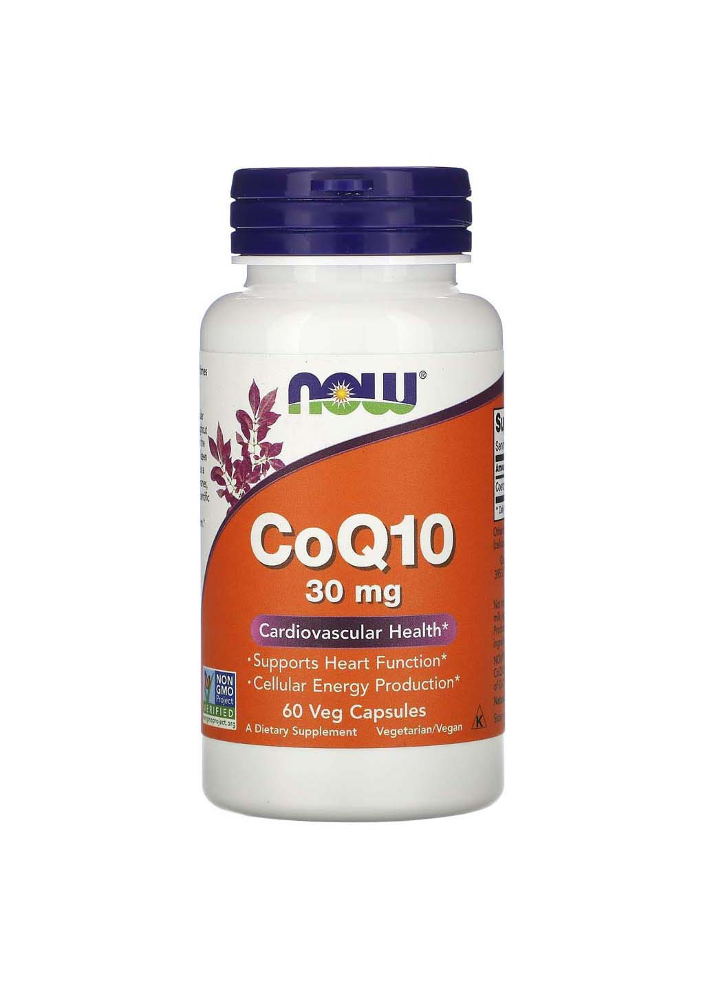 Коензим Q10 30 мг 60 вегетаріанських капсул Now Foods (256932356)