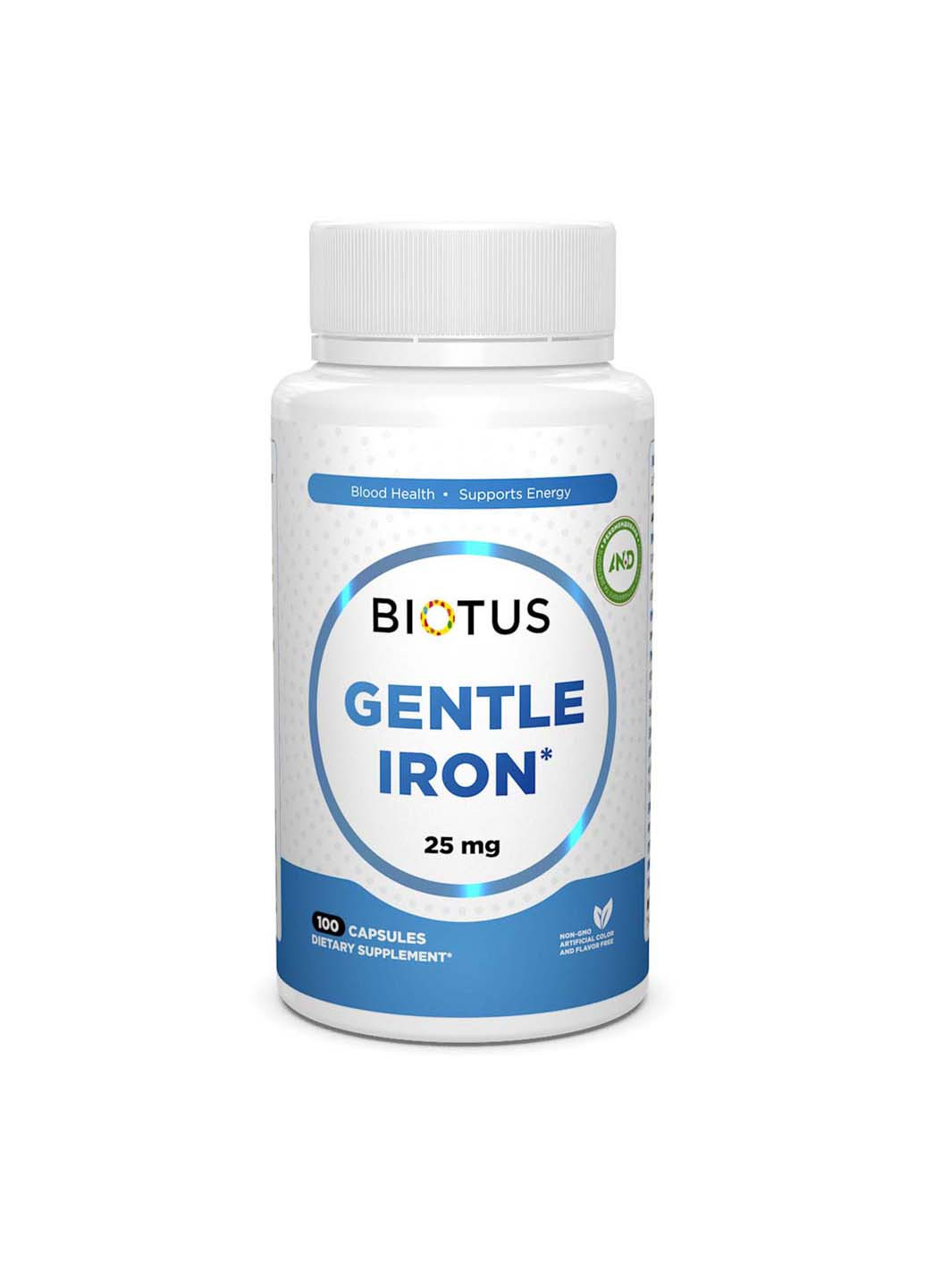 Залізо Gentle Iron 25 мг 100 капсул Biotus (256932118)