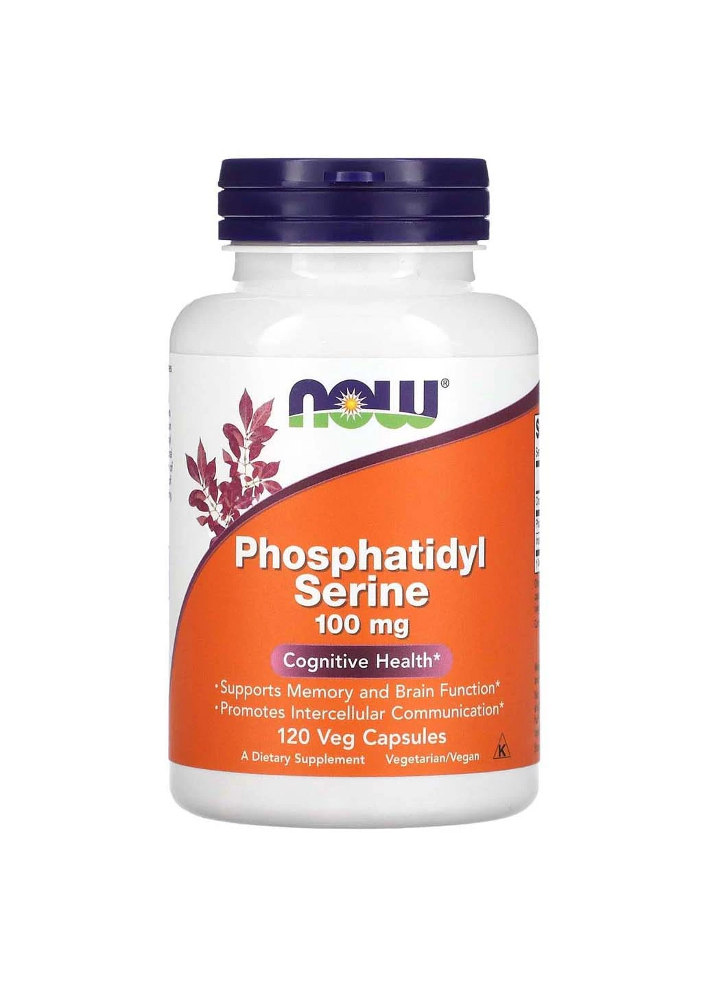 Фосфатидилсерін Phosphatidyl Serine 100 мг 120 вегетаріанських капсул Now Foods (256931392)