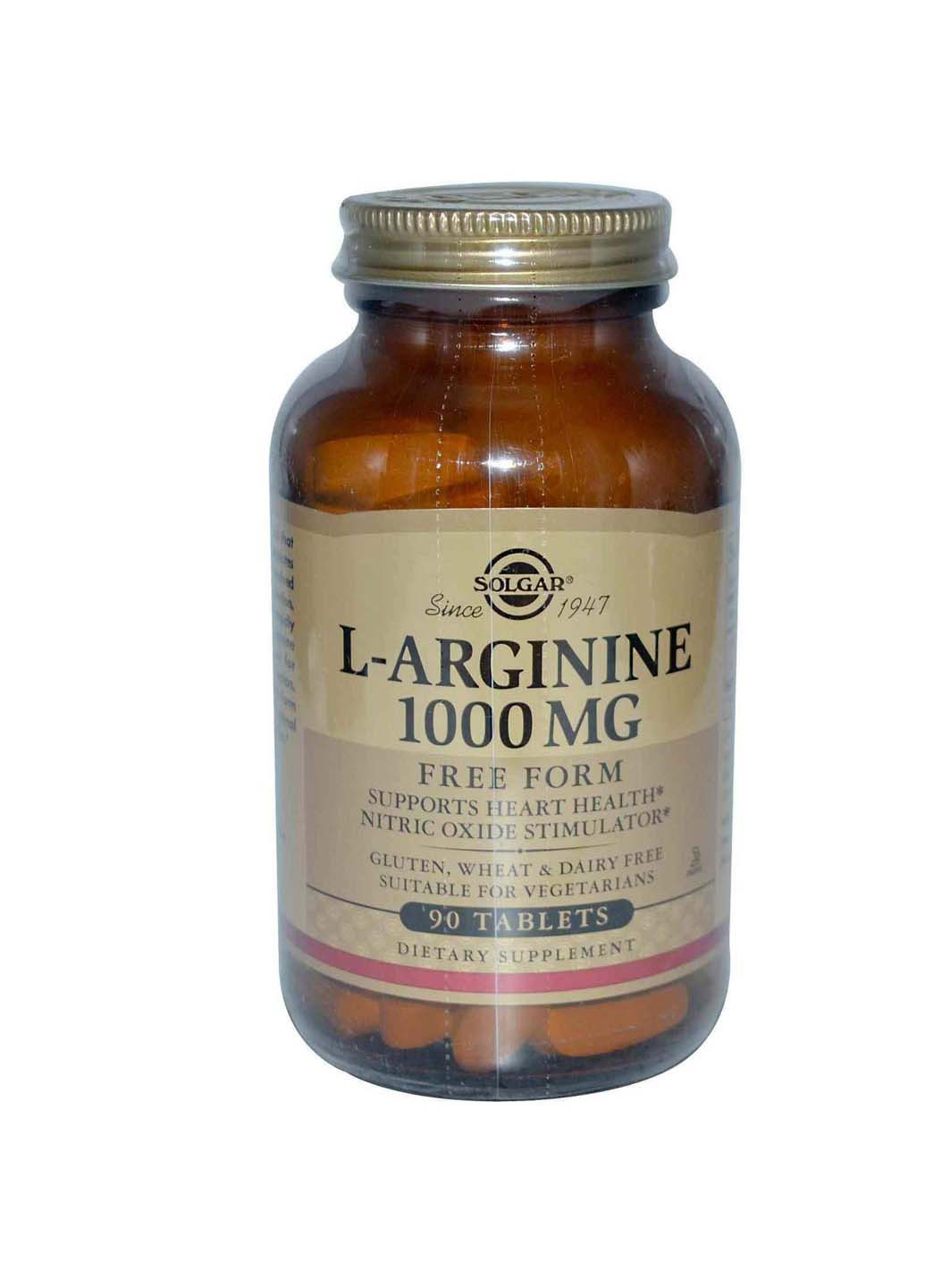 Aргинин L-Arginine 1000 мг 90 таблеток Solgar (256932022)