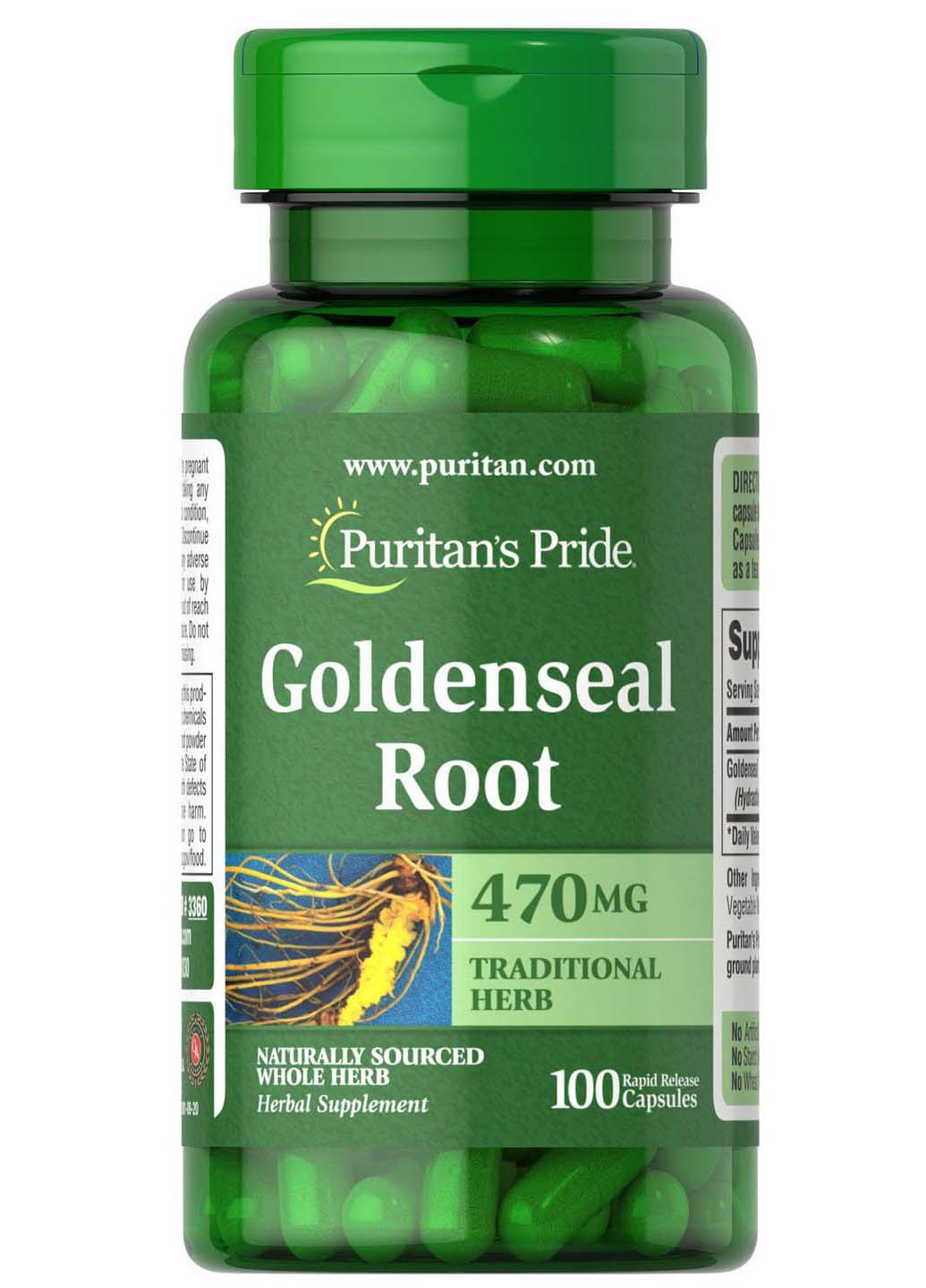 Гидрастис канадский Goldenseal Root 470 мг 100 капсул Puritans Pride (256931940)