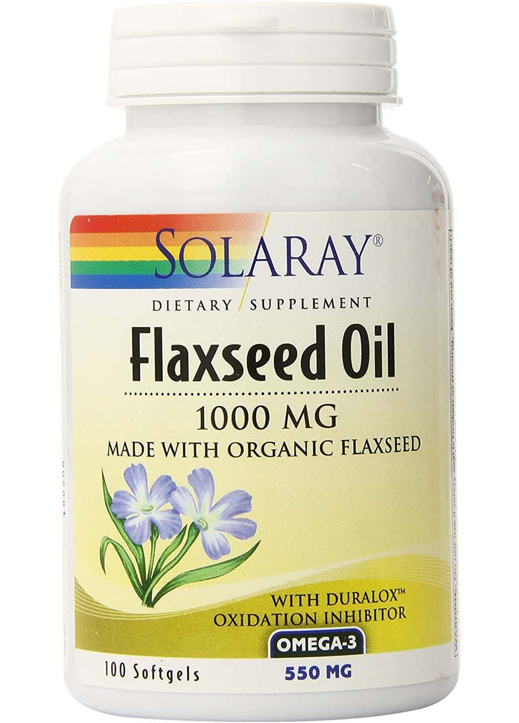 Лляна олія Flaxseed Oil 1000 мг 100 гелевих капсул Solaray (256931846)