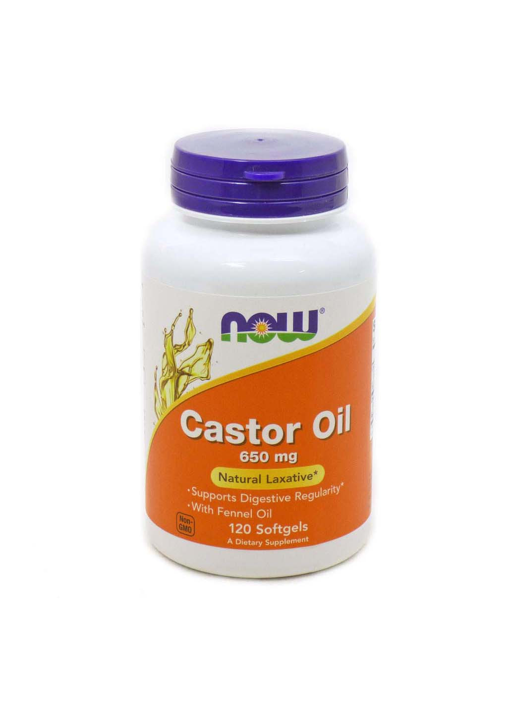 Касторовое масло Castor Oil 650 мг 120 капсул Now Foods (256932280)